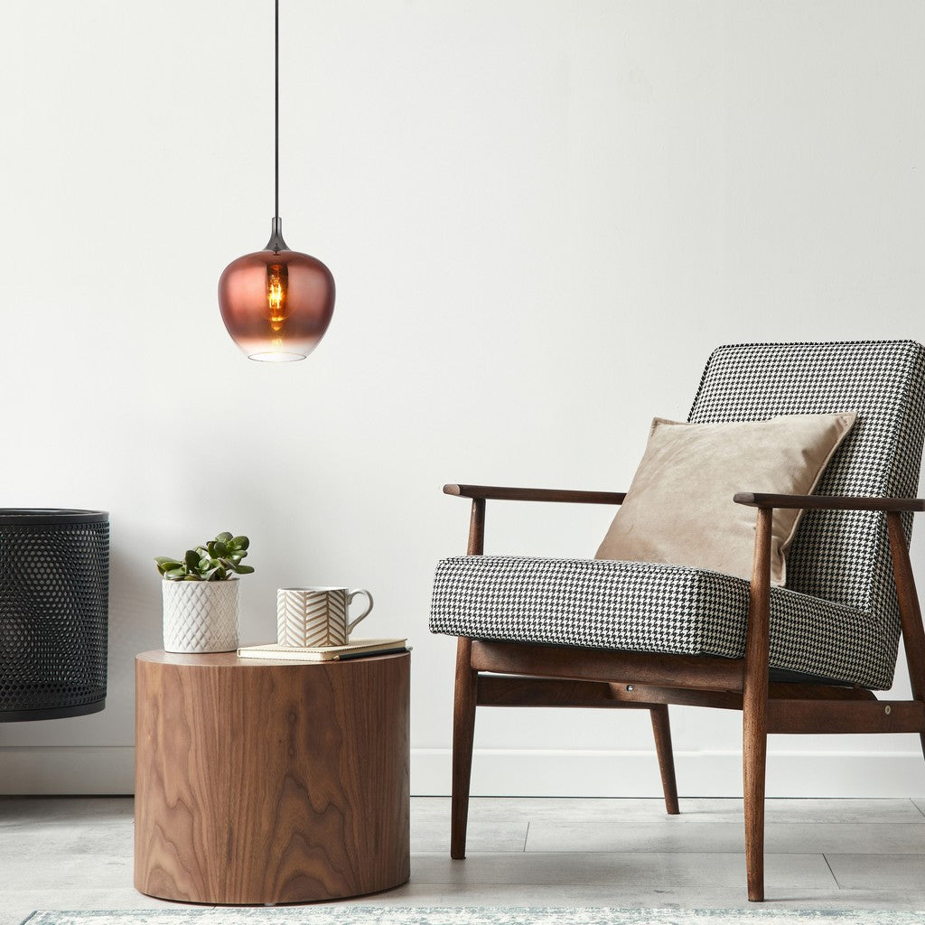Lustre elegante de vidro negro – fotografia de ambiente