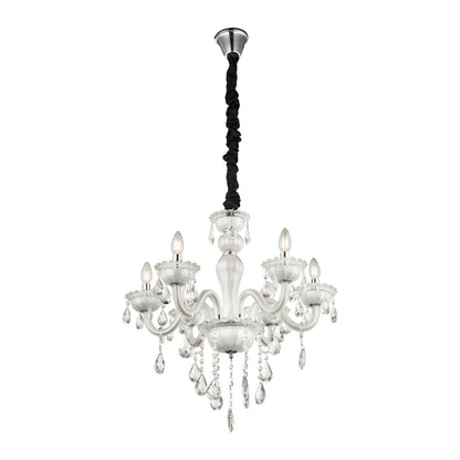 Piccola chandelier bianca in vetro