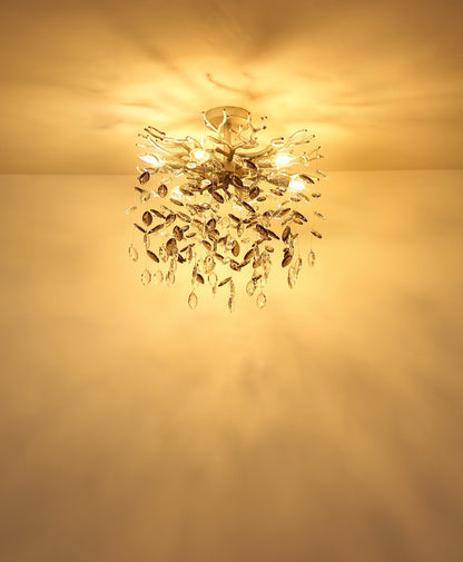 Moderna lâmpada de teto de cristal prateado com 6 luzes – imagem 3