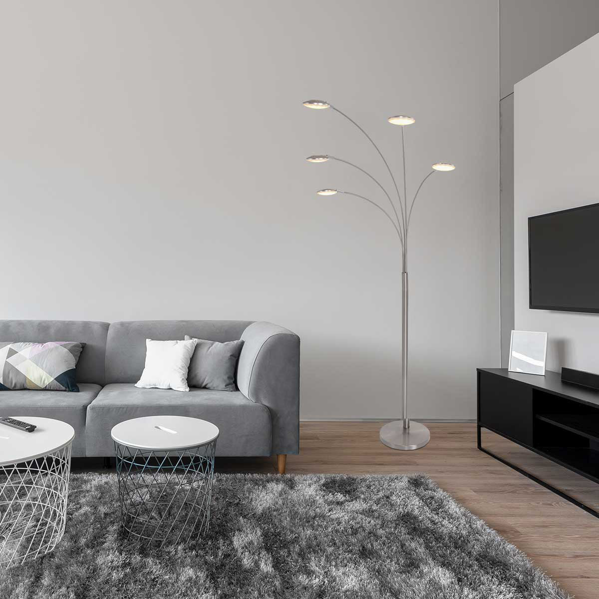 Mexlite Synna vloerlamp staal met 5 LED-lichtpunten – afbeelding 2
