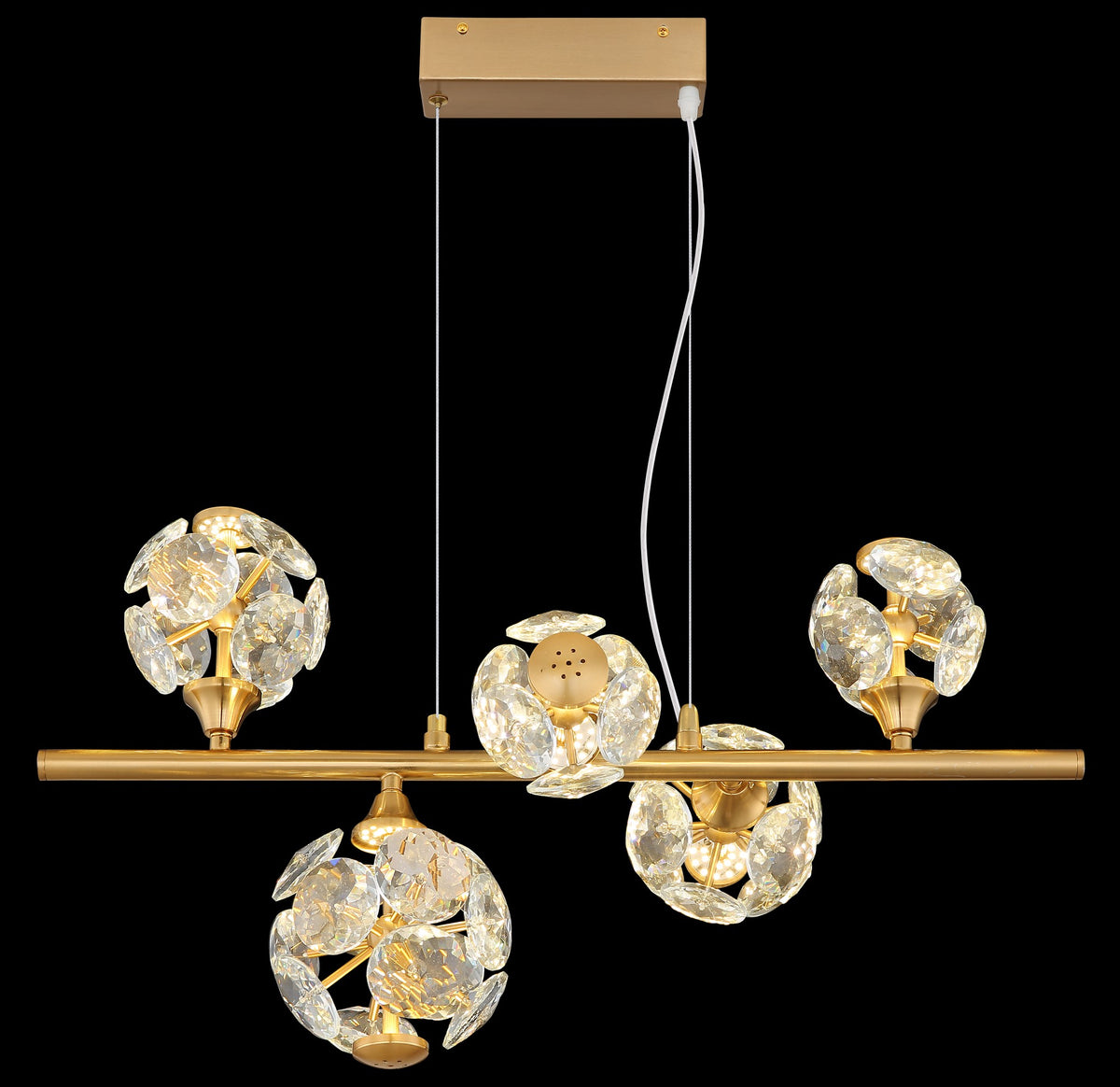 Pendente LED dourado em cristal com personalidade – imagem 4