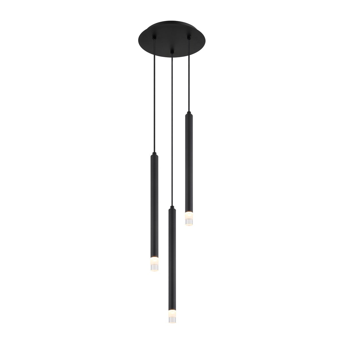 Zwarte metalen hanglamp met drie pendels