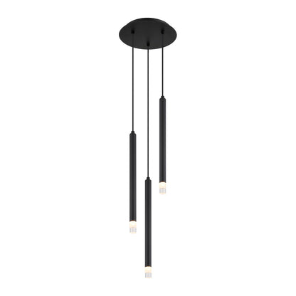 Zwarte metalen hanglamp met drie pendels