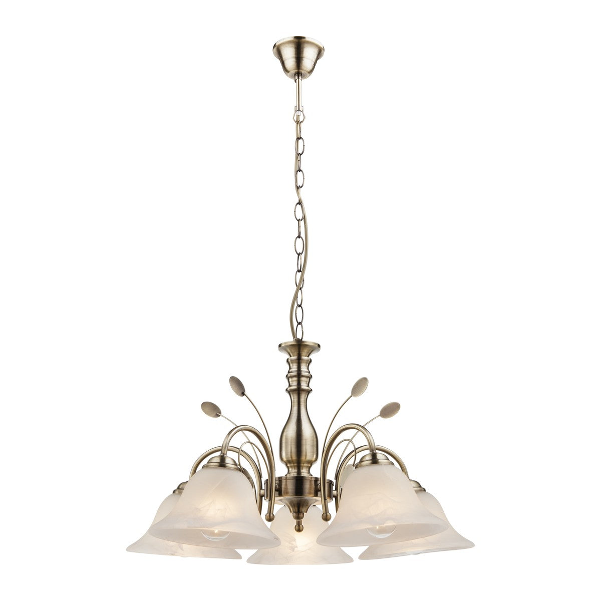 Grande lampadario di vetro color ottone