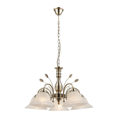 Grande lampadario di vetro color ottone