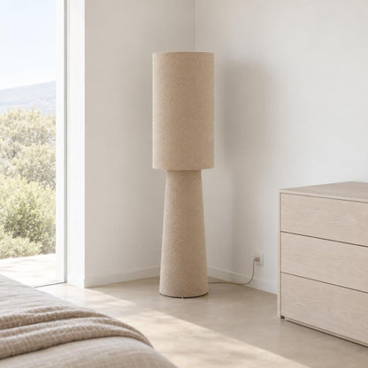Gulvlampe i naturfarvet tekstil Light & Living Mikkel – stemningsbillede