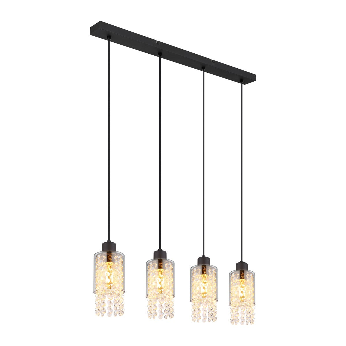 Lampadario elegante a 4 luci in vetro nero