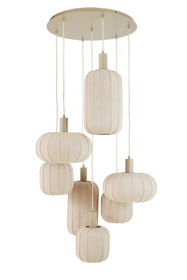 Grande luminária pendente de linho em cor natural Light & Living Tufia – imagem 1