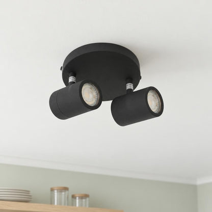 Faretto LED nero Mexlite Upround a 2 luci – foto d'ambiente