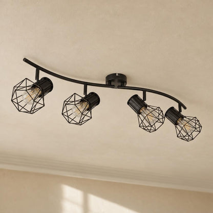 Candeeiro de teto Obolg Priska com 4 focos pretos – fotografia de ambiente