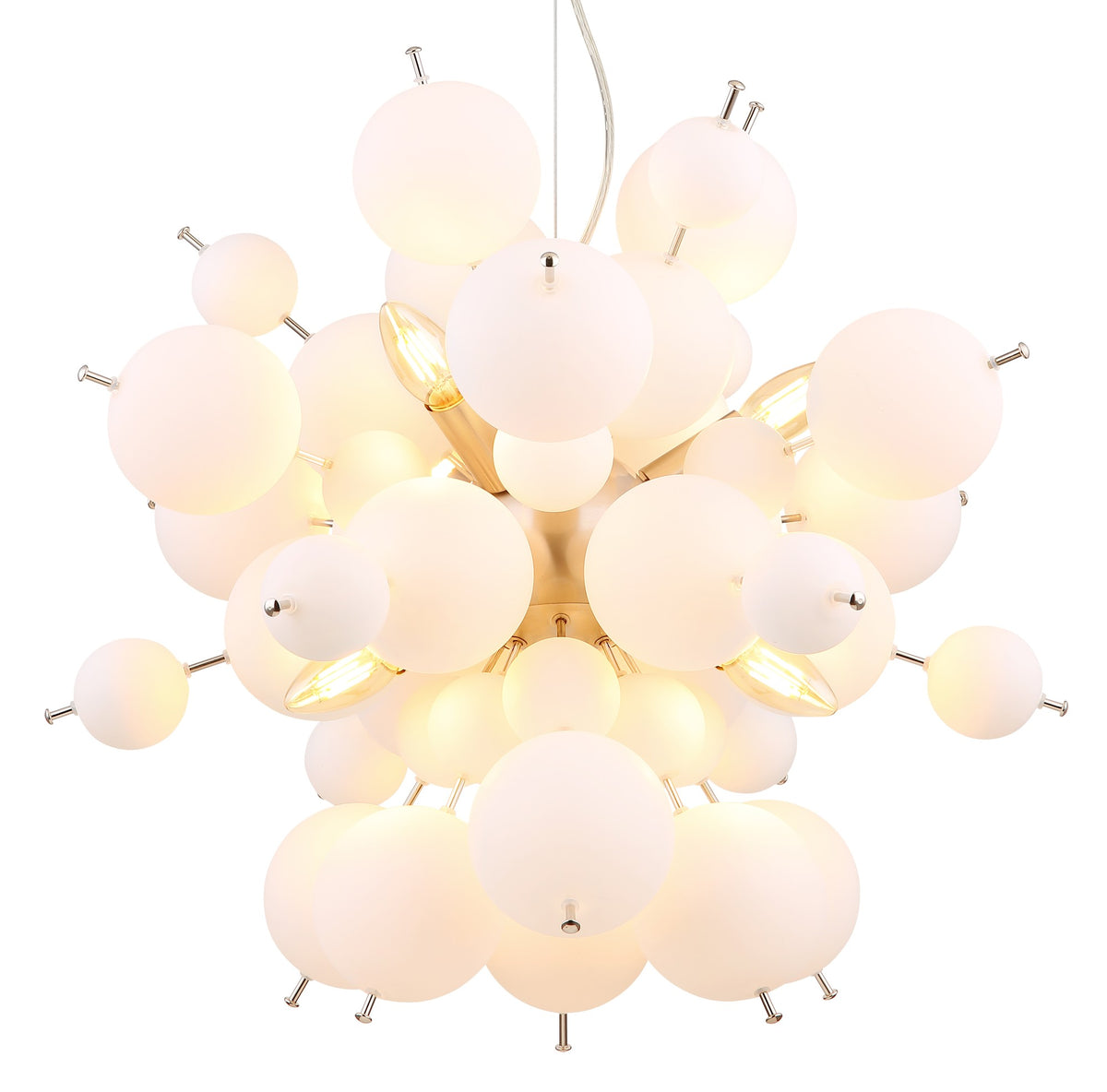 Lampadario a 6 luci in vetro color nickel con carattere – immagine 2