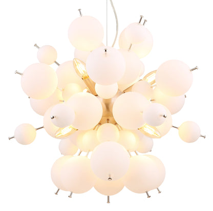 Lampadario a 6 luci in vetro color nickel con carattere – immagine 2