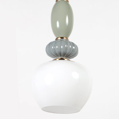 Lâmpada pendente esbelta de vidro branco e pedra Anne Light Vetrass – imagem 12