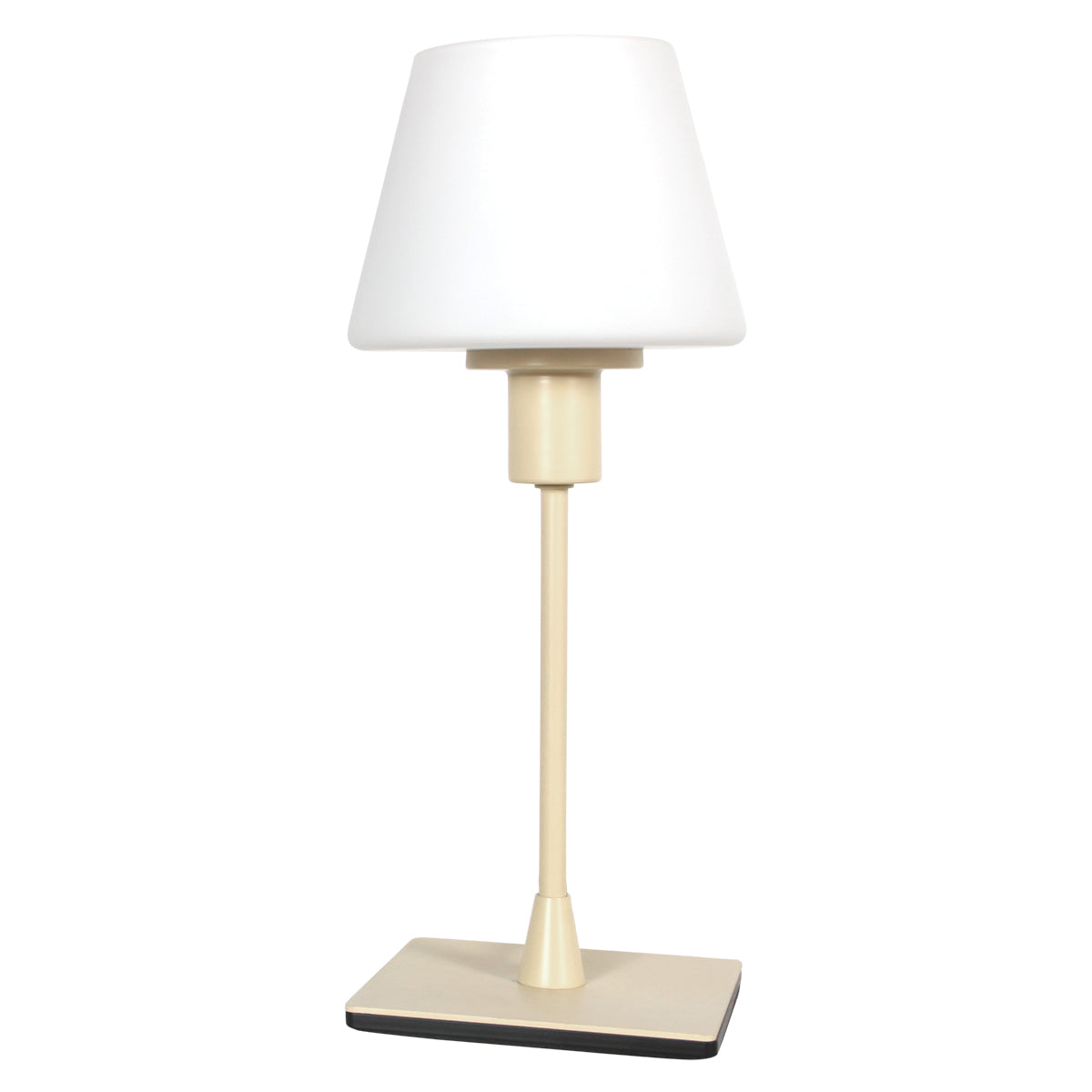 Krémová stolná lampa Ancilla s bielym sklom
