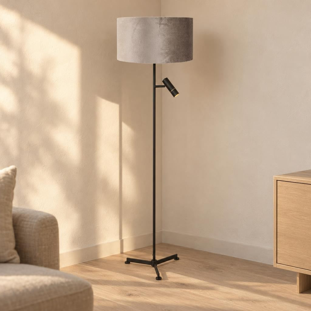 zwarte-tripod-vloerlamp-met-grijze-velours-kap-en-leeslicht-steinhauer-stang-ai-sfeer_image