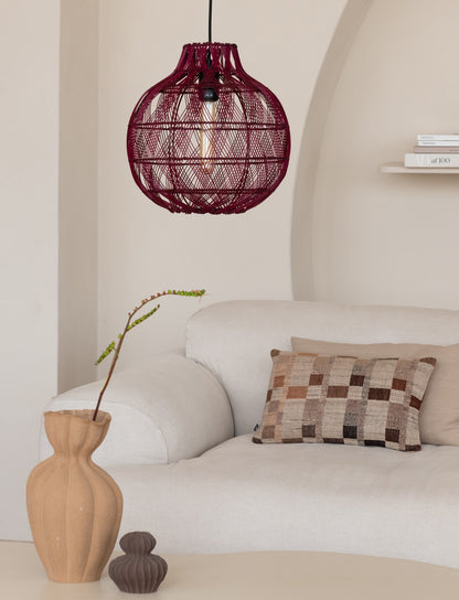 Bordeauxrode bamboe hanglamp met open vlechtwerk GOOD&MOJO MENDOZA – afbeelding 2