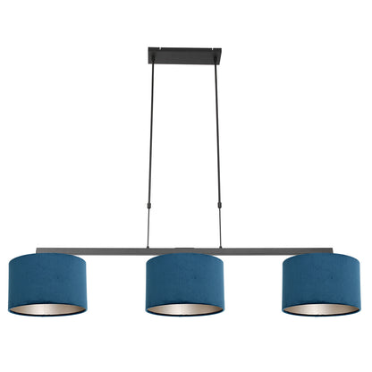 Steinhauer Stang Black Pendant Light with Blue Velvet Shades – image 1