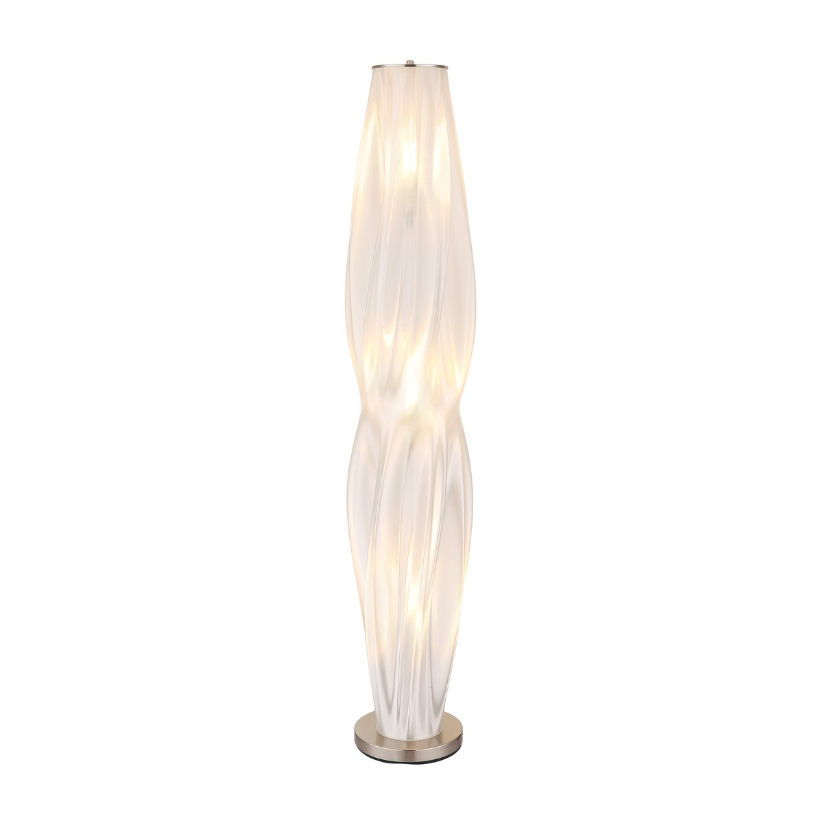 Luminária de chão metálica prateada elegante com 3 luzes