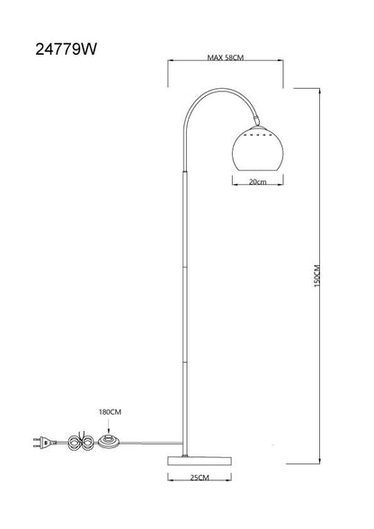Lampada da terra in metallo bianco raffinato – immagine 4