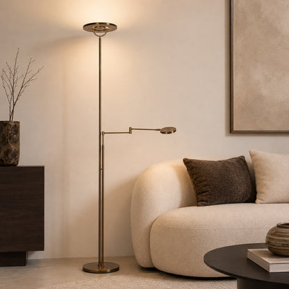 Brončana podna lampa Soleil 2 s čitalačkom rukom – slika 3