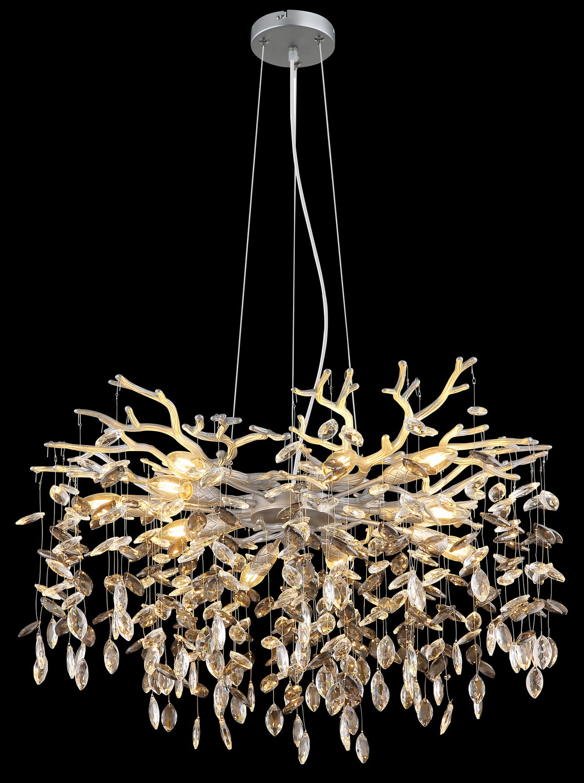 Grande lampadario in cristallo argentato – immagine 2
