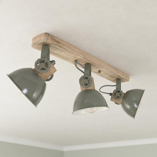 Candeeiro de teto verde Gearwood com 3 focos | Mexlite – fotografia de ambiente