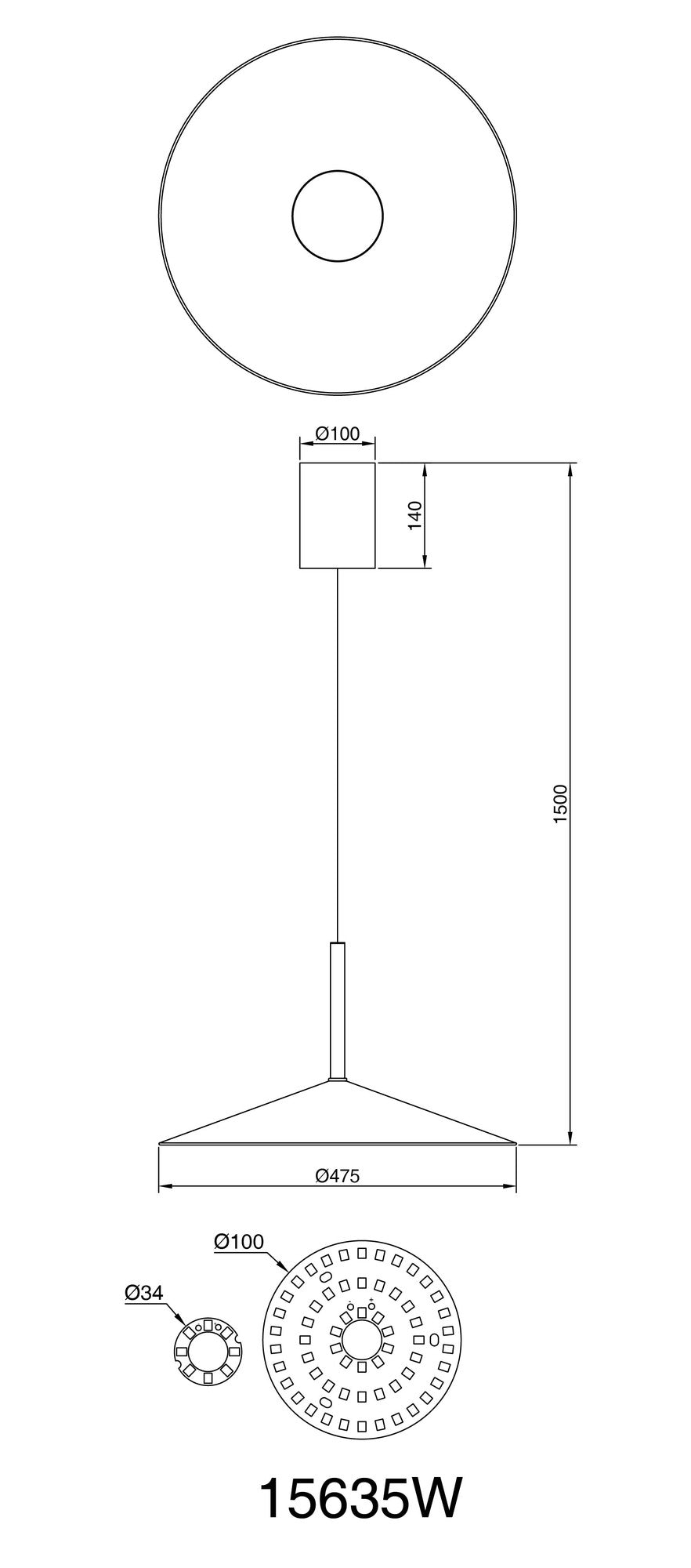 Pequeno candeeiro suspenso LED metálico branco – imagem 4