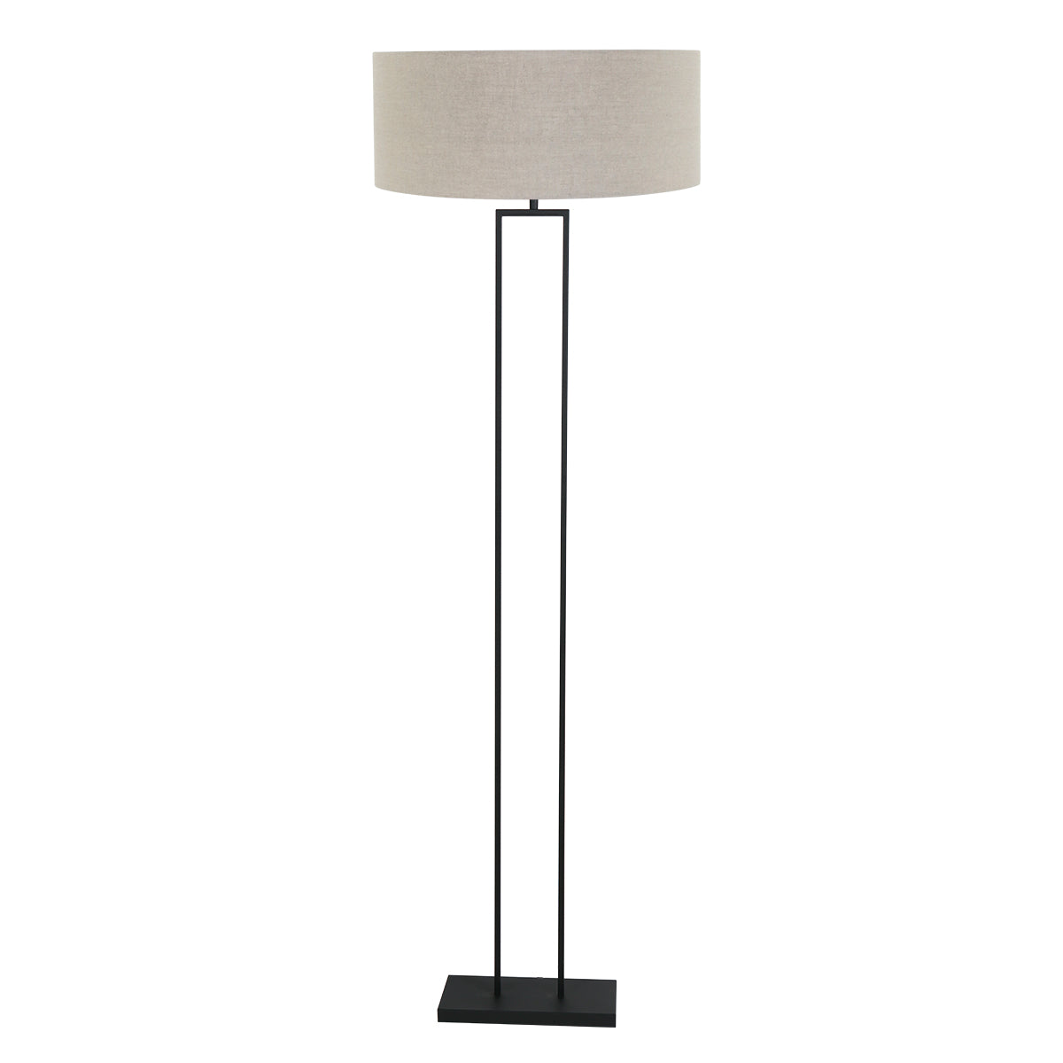 Steinhauer Stang Black Floor Lamp with Grey Linen Shade – image 1