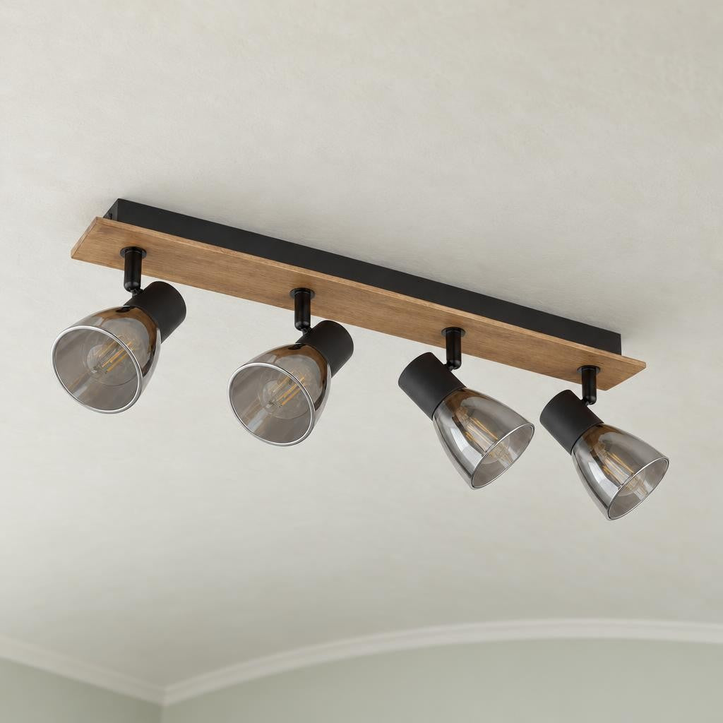 4-lichts spot bruin rookglas Obolg Claude – sfeerbeeld