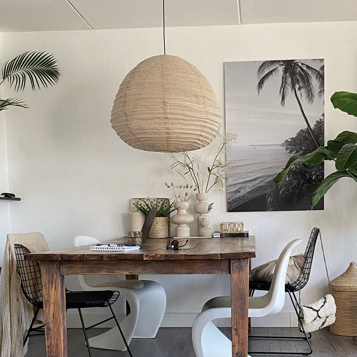 Anne Light & Home Bangalore Beige Fabric Pendant Light – image 2