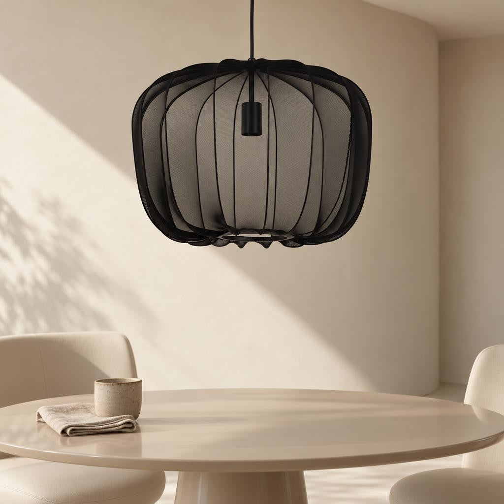 Light & Living Plumeria fekete függőlámpa Ø 50 cm – hangulatkép