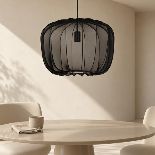 Rund sort hængelampe Light & Living Plumeria – stemningsbillede