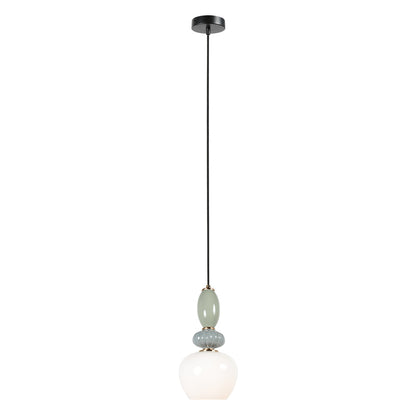 Lâmpada pendente esbelta de vidro branco e pedra Anne Light Vetrass – imagem 1