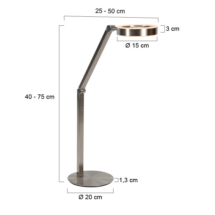 Steinhauer Ringlux Steel LED Table Lamp – dimension drawing