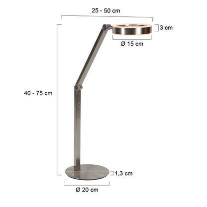Steinhauer Ringlux Steel LED Table Lamp – dimension drawing