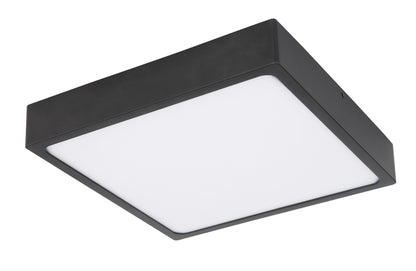 Zwarte metalen plafondlamp met opale diffuser en afgeronde hoeken – afbeelding 1