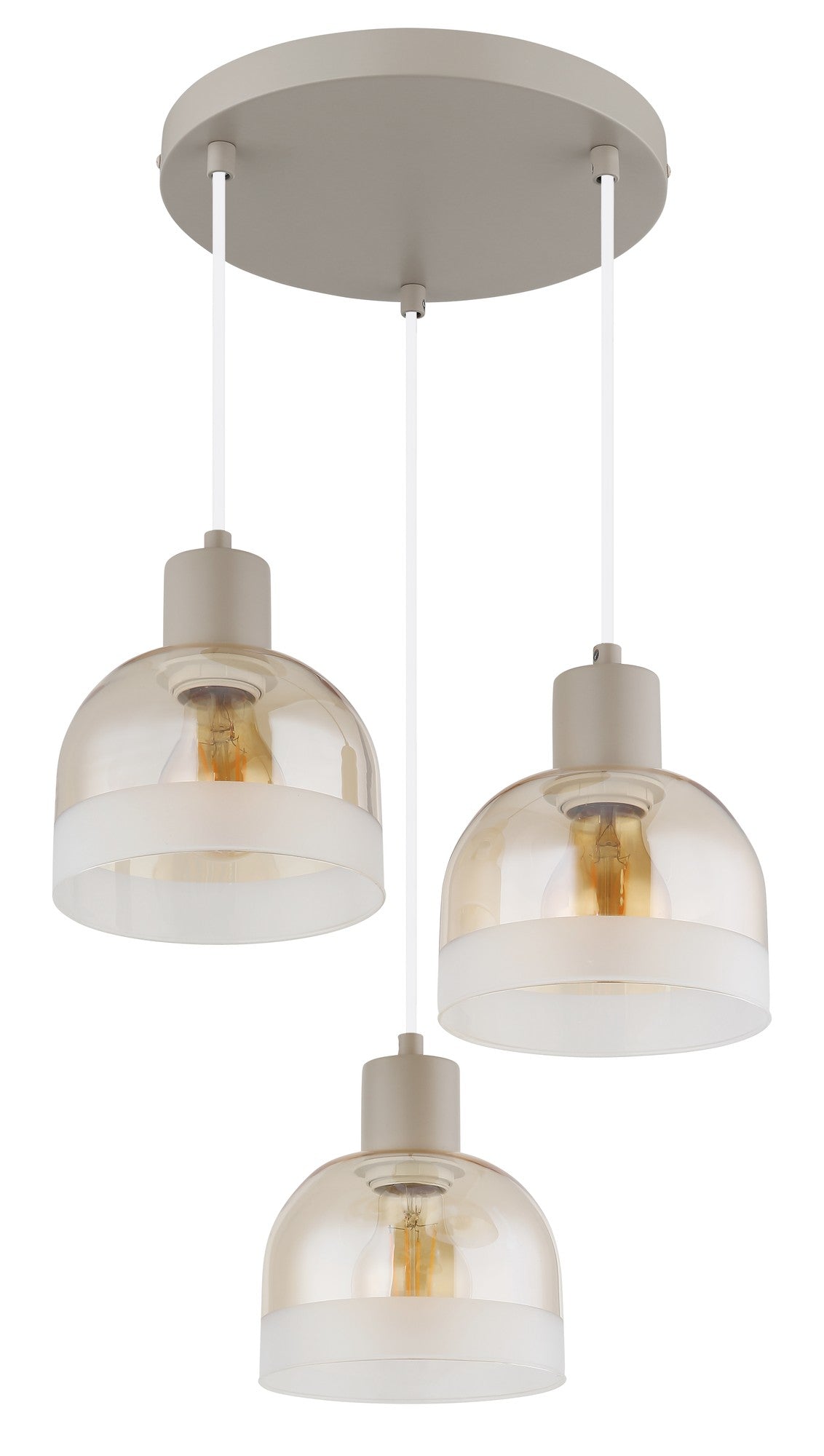 Lumină suspendată elegantă cu 3 surse de lumină, culoare nisipie – imaginea 1