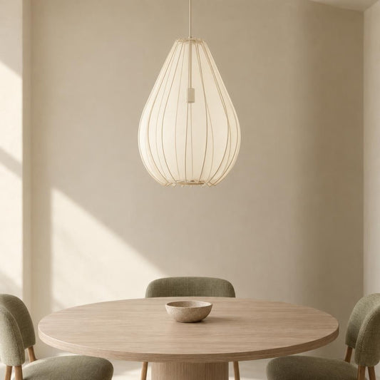 Light & Living Itela hanglamp beige-wit Ø50 cm – sfeerbeeld