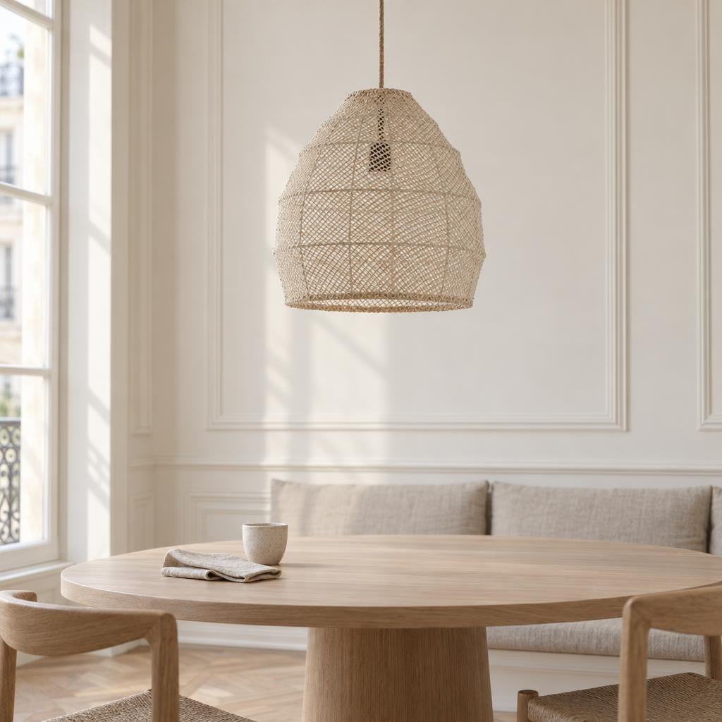 Béžová závesná lampa Light & Living Makassar – fotografia v interiéri