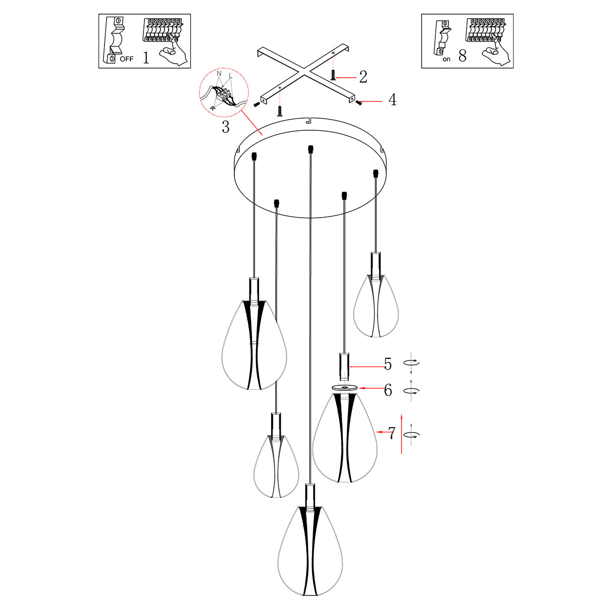 ronde-zwarte-hanglamp-met-5-druppelvormige-smoke-glazen-steinhauer-glimsy-variant-image9
