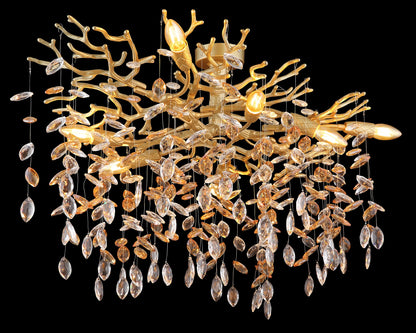 Lampadario a soffitto sette luci in cristallo dorato sottile – immagine 3