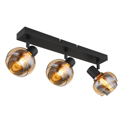 3-lichts-spot-zwart-amber-rookglas-globo-tokki-main-image