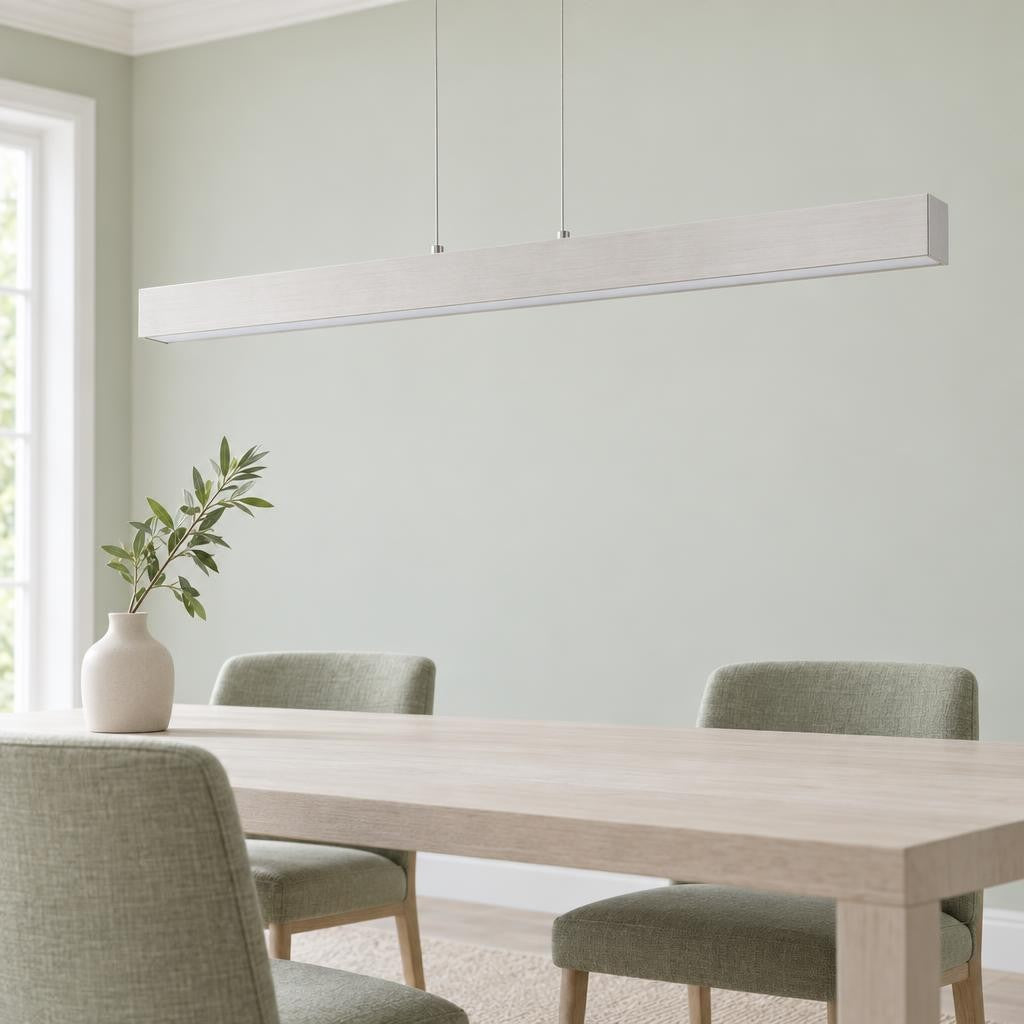 Moderne pendellampe i nikkel med LED – Obolg Verena – stemningsbillede