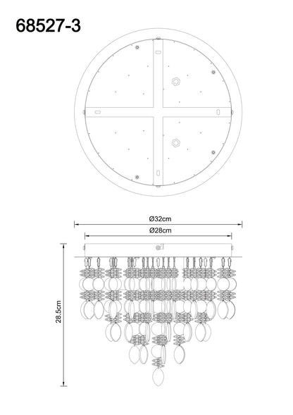 Lampada da soffitto a 3 luci in metallo cromato di lusso – immagine 5