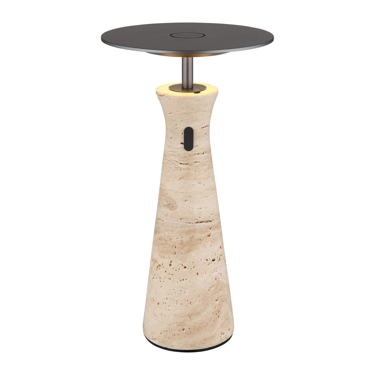Lampada da tavolo LED in travertino grigio grande e caratteristico