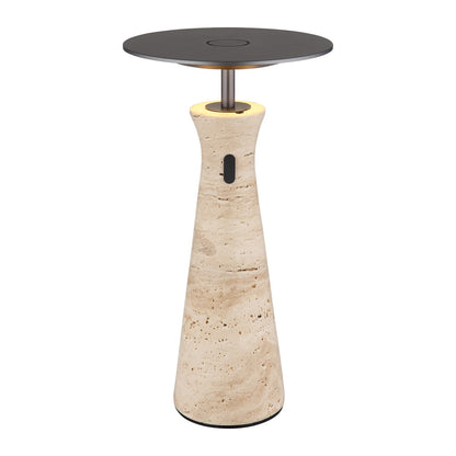 Lampada da tavolo LED in travertino grigio grande e caratteristico