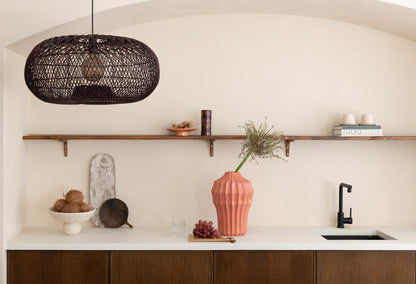Bordeauxrode rotan hanglamp met open structuur GOOD&MOJO Arizona – maattekening