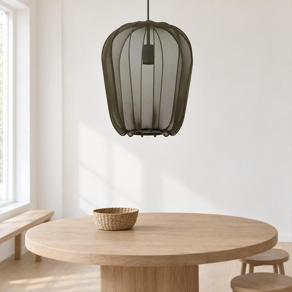 Rustik grøn pendellampe i net Light & Living Plumeria – stemningsbillede