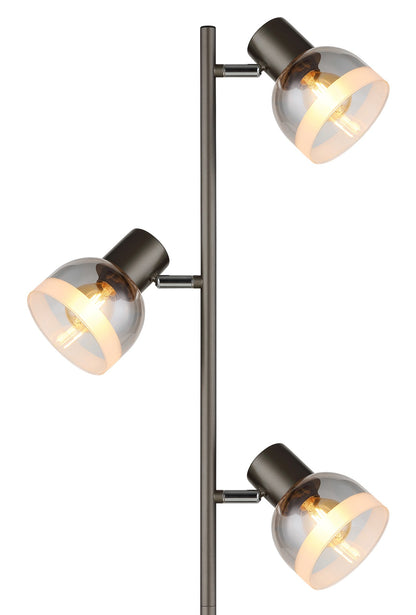 Luz de chão de 3 lâmpadas em vidro gunmetal sutil – imagem 2