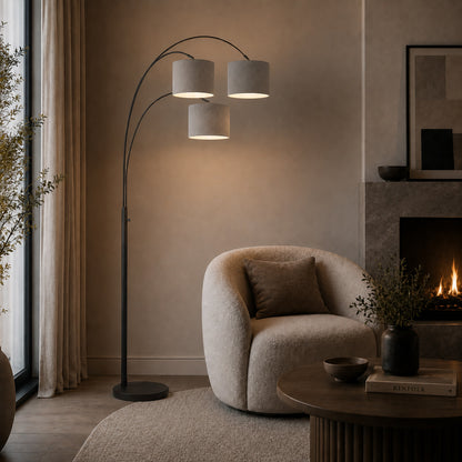 zwarte-moderne-booglamp-met-grijze-kappen-steinhauer-sparkled-light-variant-image2